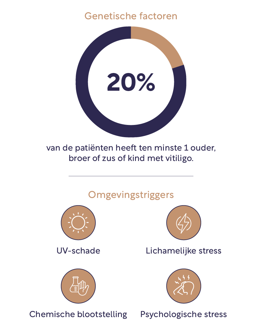 Infographic showing vitiligo aetiology and pathogenesis.